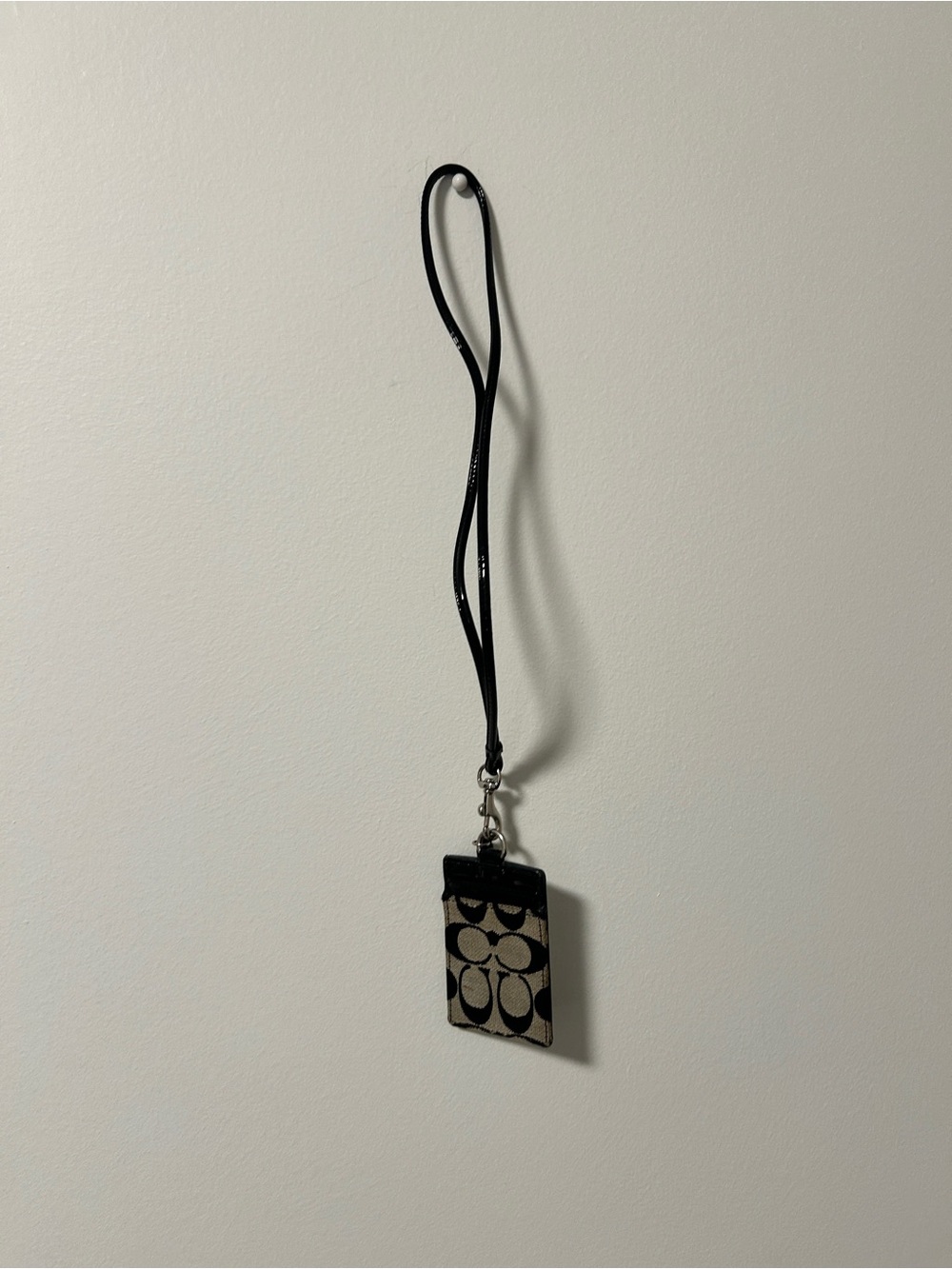 Coach Signature Card Holder Lanyard - Black/Tan